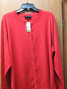 Lane Bryant Bright Red Button-Up Cardigan Sweater